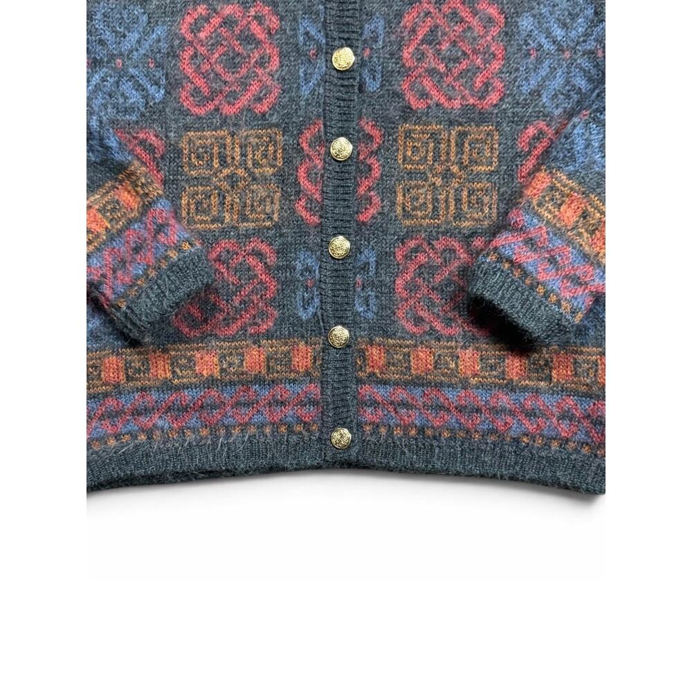 Vintage 90s Equorian Heritage Mohair Cardigan Size Large Celtic Gold Buttons - Picture 5 of 8